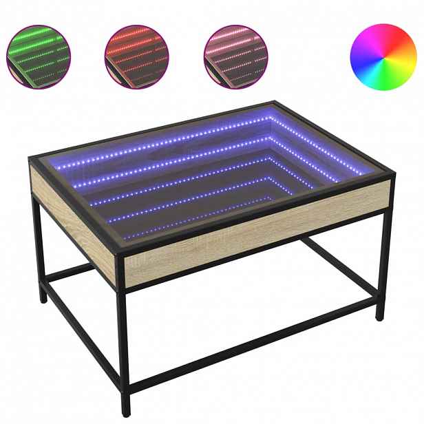 vidaXL Konferenční stolek s Infinity LED dub sonoma 70 x 50 x 41 cm