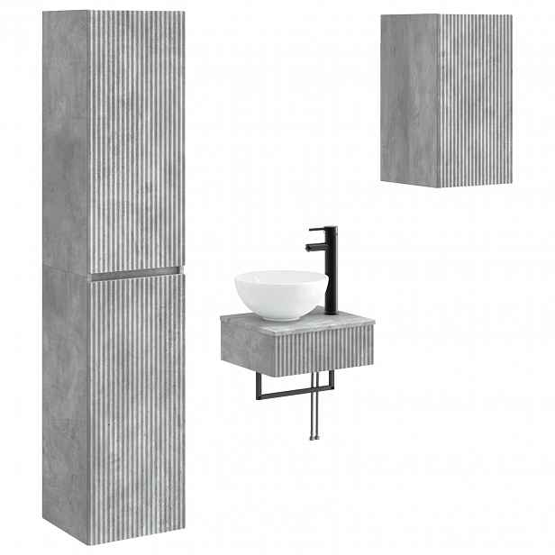 vidaXL Sada koupelnového nábytku 3 ks Betonově šedá 33 x 34,5 x 160 cm