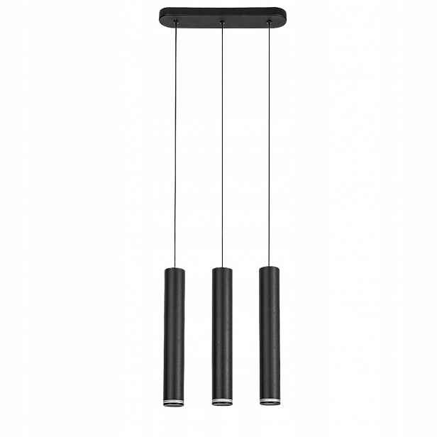 Černá závěsná lampa Senobia s teplým leskem nad stolem Rabalux