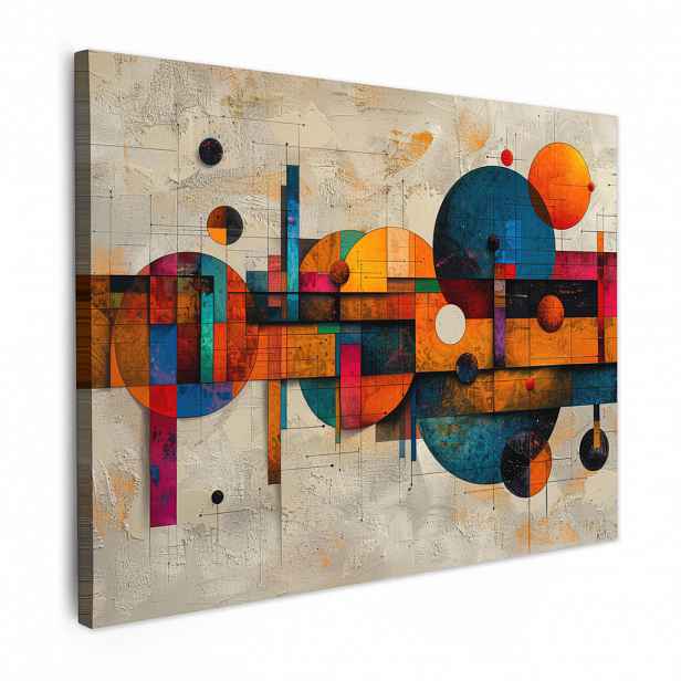MuchoWow OBRAZ NA PLÁTNĚ Vintage - Moderní umění - Oranžová - Geometrické tvary 80x60 cm