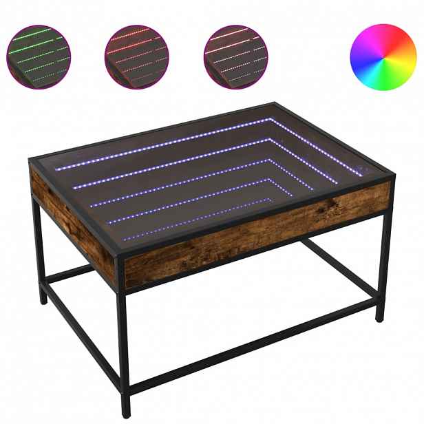 vidaXL Konferenční stolek s Infinity LED kouřový dub 70 x 50 x 41 cm