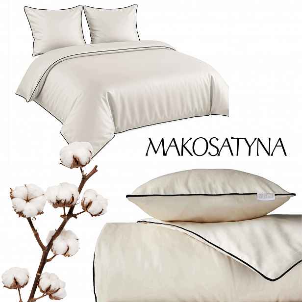 Povlečení Pure z bavlněného makosatinu 140x200 Krémová Ekri Premium