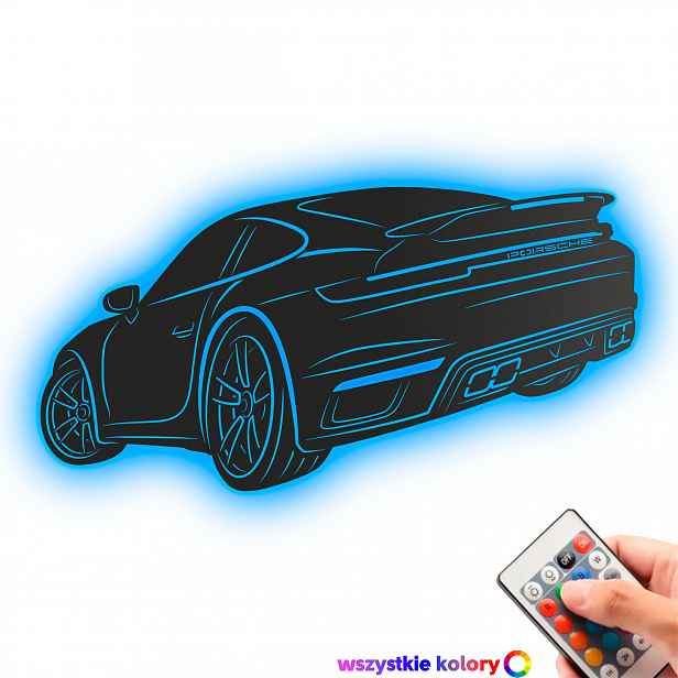 Dřevěný 3D obraz Porsche 911 Turbo S 992 Dárek Noční Lampa Led XL
