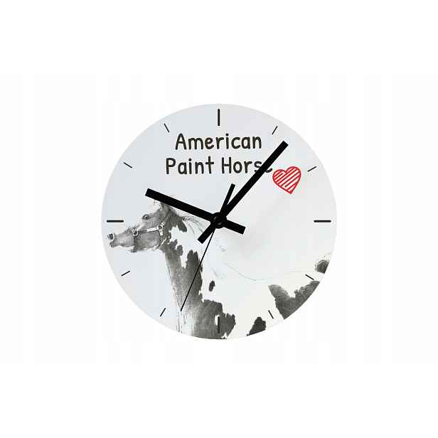 Kůň American Paint hodiny s koněm závěsné a stojící personalizace fotografií