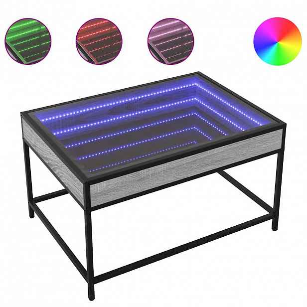 vidaXL Konferenční stolek s Infinity LED šedý sonoma 70 x 50 x 41 cm