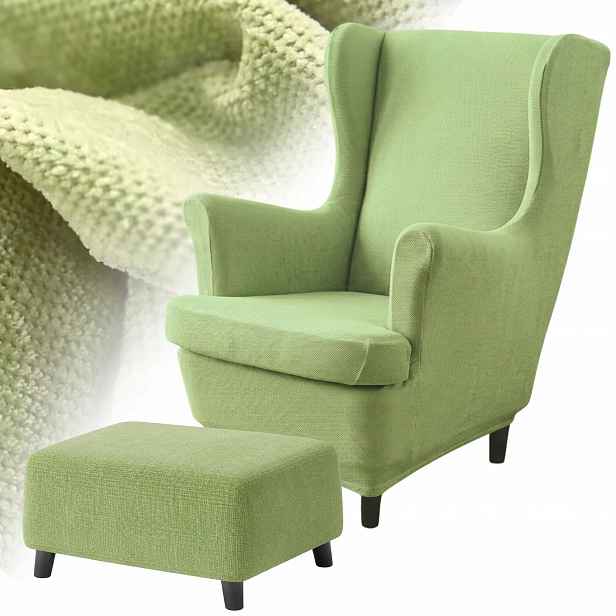Potah Na Křeslo Ušák Podnožka Taburet Elastický Chenille Šenil Oeko Tex
