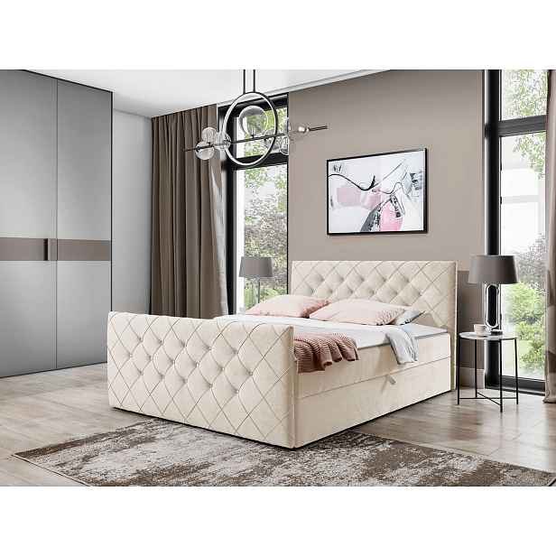 Americká manželská postel 140x200 NATAL - světlá béžová + topper ZDARMA