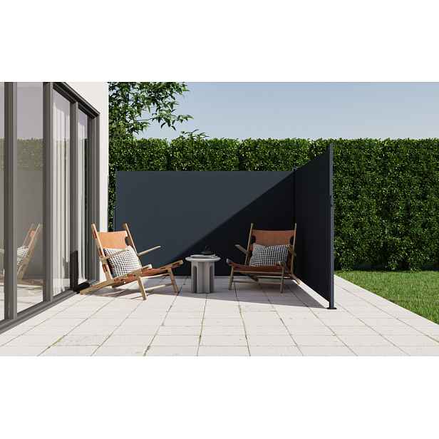 Dvojitá zatahovací markýza/boční zástěna BestBerg BBSU-2S300CG / 180 x 600 cm / šedá