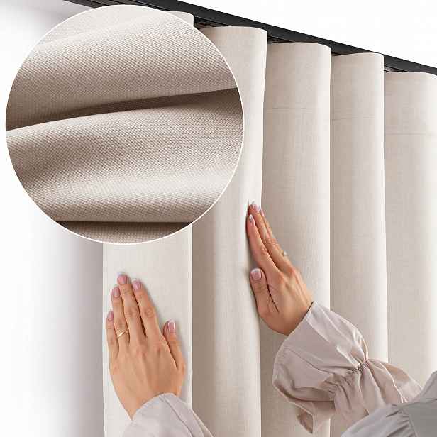 Filumi Záclony pletenina len páska vlna jídelna Teplá Béžová 140x255