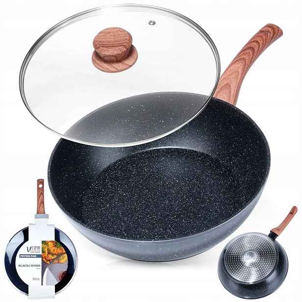 Indukční pánev se skleněným víkem Granitová nepřilnavá Vilde 28 cm