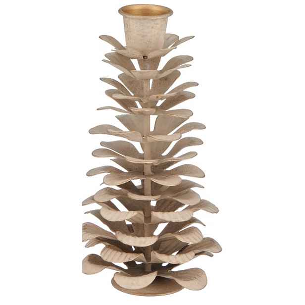 Kovový svícen výška 14 cm Gasper - krémový