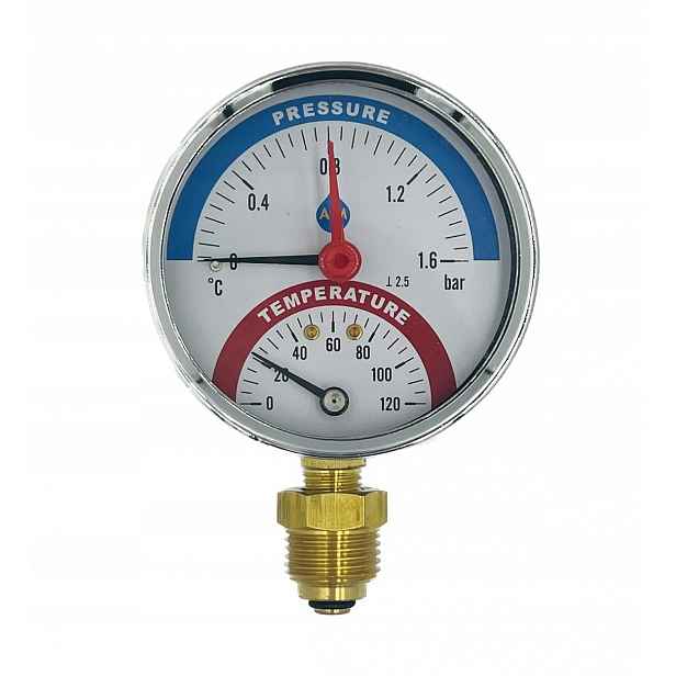 Termomanometr 80 mm 1/2 1,6 bar 120C Spodní Radiální