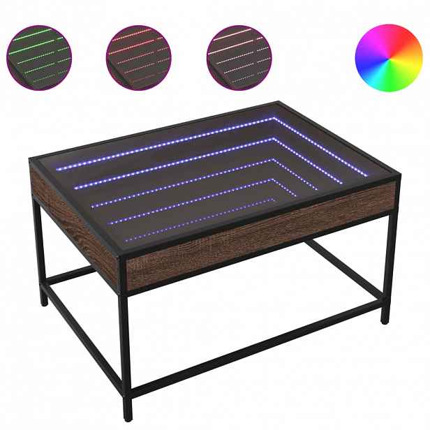 vidaXL Konferenční stolek s Infinity LED hnědý dub 70 x 50 x 41 cm