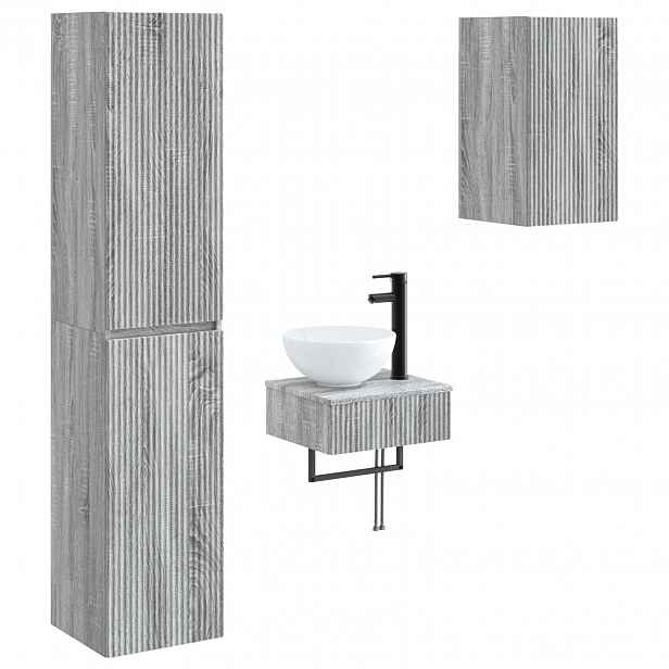 vidaXL Sada koupelnového nábytku 3 ks Šedý Sonoma 33 x 34,5 x 160 cm