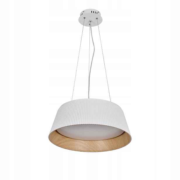 Elegantní závěsná lampa Moderní bílá dřevěná na lankách, nastavitelná