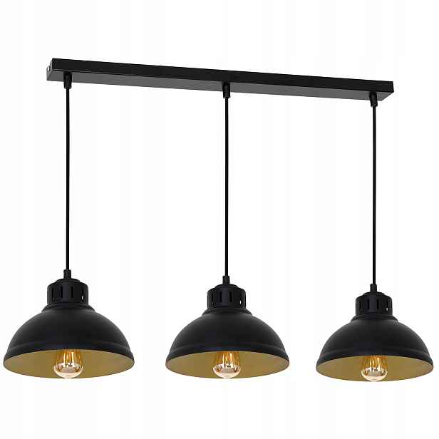 Luminex Závěsná lampa Sven 75 cm 3xE27 černá/zlatá, kovová, nastavitelná