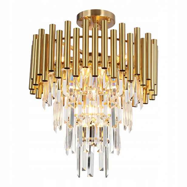 ML8806 Zlatý křišťálový lustr na 9 žárovek E14 Madison Gold Eko-light