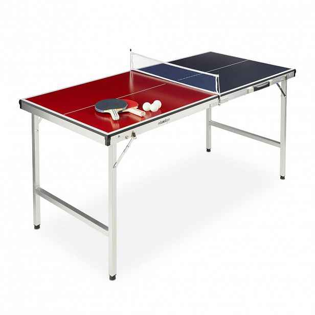 Relaxdays STŮL NA STOLNÍ TENIS Vícebarevný skládací se sítí 151x67,5 cm