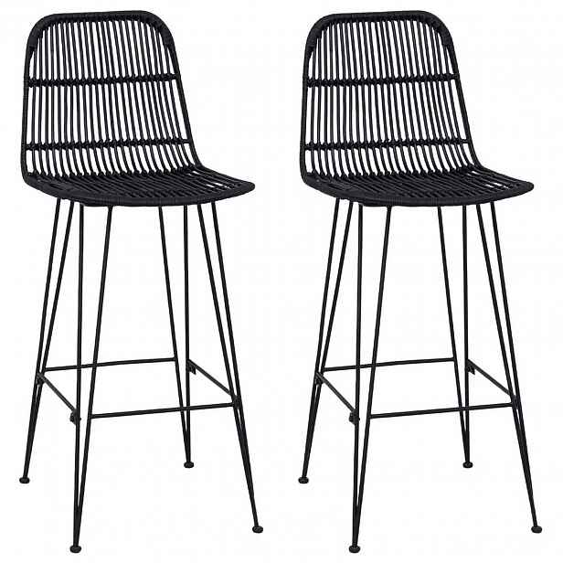 vidaXL Barová stolička 2 ks Černá 44 x 55 x 109 cm Ratan a ocel
