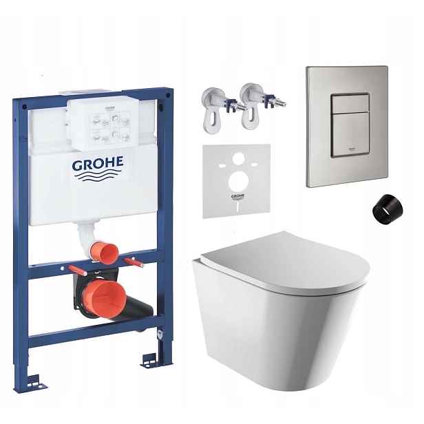 Wc sada Grohe 820 mm s mísou Omnires Tampa a tlačítkem ocel mat