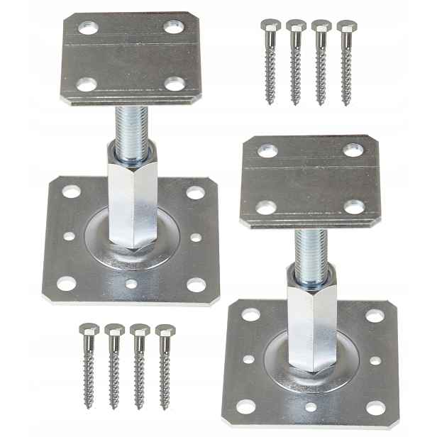 2X Základna Držák Sloupku 110x80 Kotvící Kolík Vertikálně Nastavitelná 90-160MM Pl
