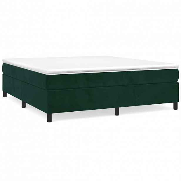 vidaXL Box spring postel s matrací tmavě zelená 160x200 cm samet