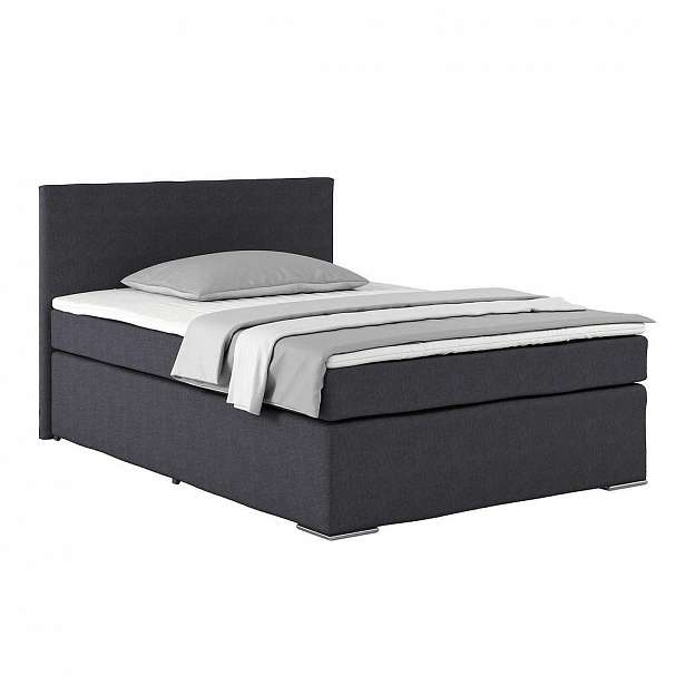 Postel Boxspring Nero, antracitová, 140x200cm