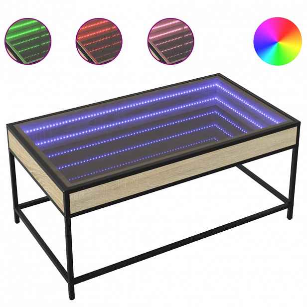 vidaXL Konferenční stolek s Infinity LED dub sonoma 90 x 50 x 41 cm