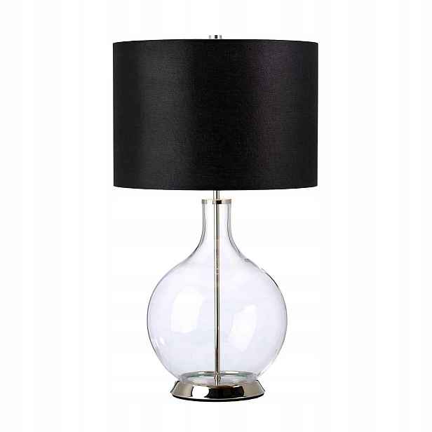 Skleněná chromovaná stolní lampa s černým stínidlem do ložnice obývacího pokoje Elstead