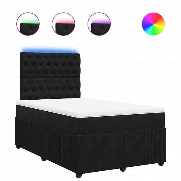 vidaXL Box spring postel s matrací černá 120 x 190 cm samet