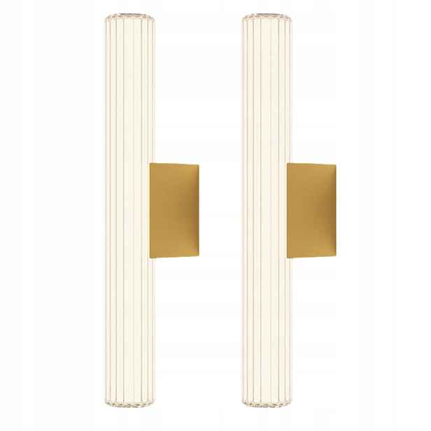 Sada 2 x Led nástěnné svítidlo moderní, zlatá skleněná tuba 45 cm IP44 Lig
