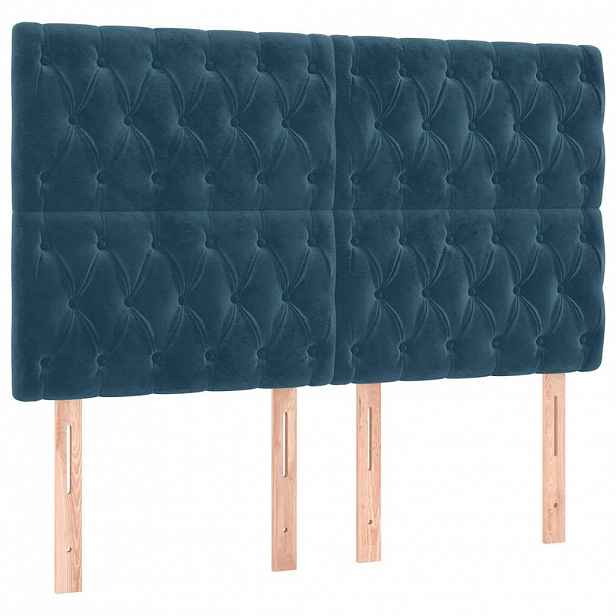 vidaXL Čelo postele tmavě modré 160x7x118/128 cm sametové