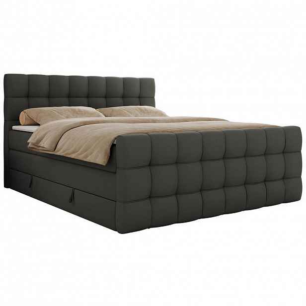 MKS POSTEL BOXSPRING ALTIVO KING DUO 160/200 - Tmavě šedá Ekokůže - Topper T25 - H4