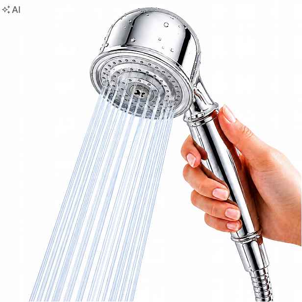 Sprchová rukojeť Retro chrom G1/2 pro vanovou a sprchovou baterii 1F