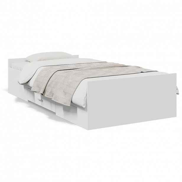 vidaXL Rám postele se zásuvkami bílý 100 x 200 cm kompozitní dřevo