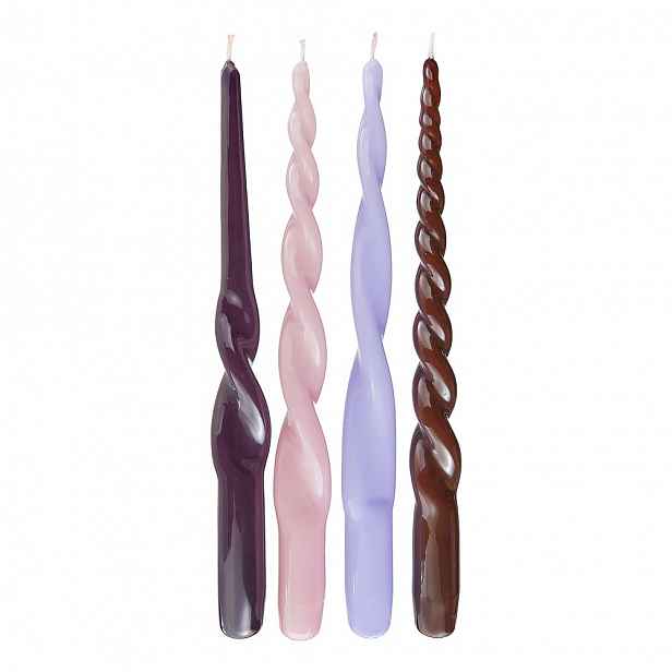 Butlers TWISTED Sada svíček 4 ks 29 cm - sv. fialová