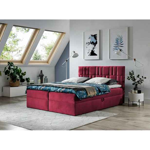 Kontinentální postel 160x220 IVANA 3 - červená + topper ZDARMA