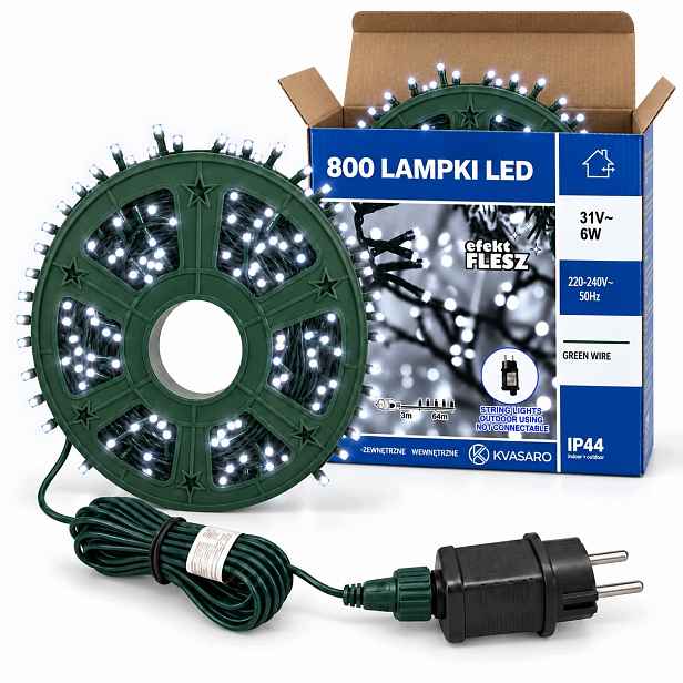 Světelný Řetěz 800 Led, 64 M, Studená Bílá Flash, IP44