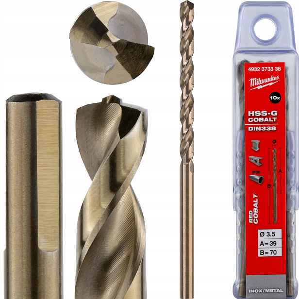 Vrtáky do kovu kobaltové 3,5 mm 10 Ks z nerezové oceli Milwaukee Cobalt