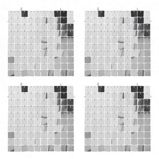 Butlers DISCO Nástěnná dekorace 30 x 30 cm 4 ks - stříbrná