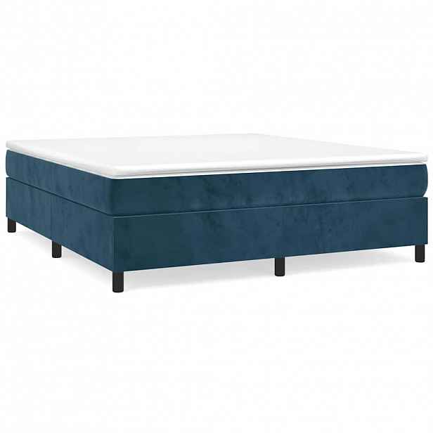vidaXL Box spring postel s matrací tmavě modrá 160x200 cm samet