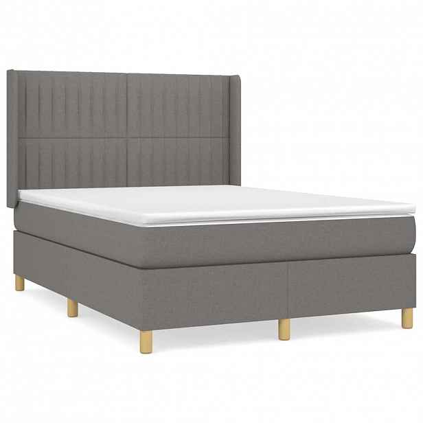 vidaXL Box spring postel s matrací tmavě šedý 140 x 190 cm textil