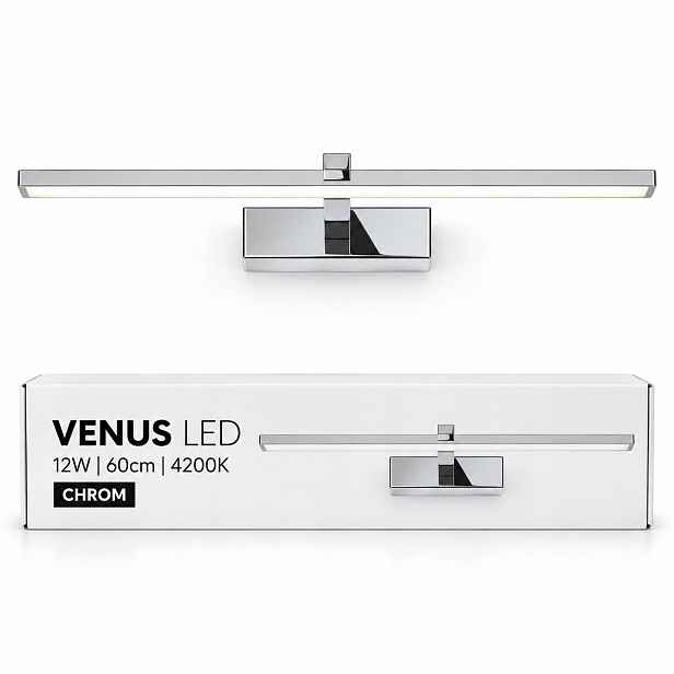 Nástěnná Led lampa Venus 12W 60 cm chromové zrcadlové osvětlení 4200K IP44