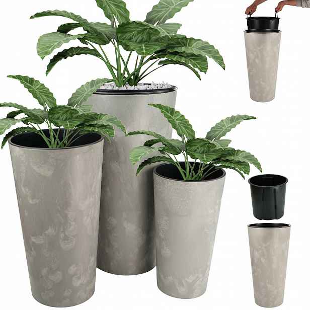 Set 3ks Květináč Vysoká Vložka Velký Beton 37+47+57 cm