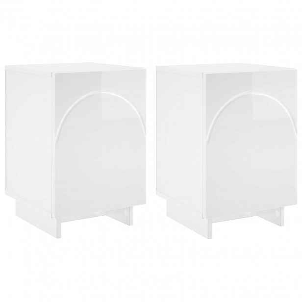 vidaXL Noční skříňka 2 ks Bílá s vysokým leskem 33,5 x 34,5 x 50 cm
