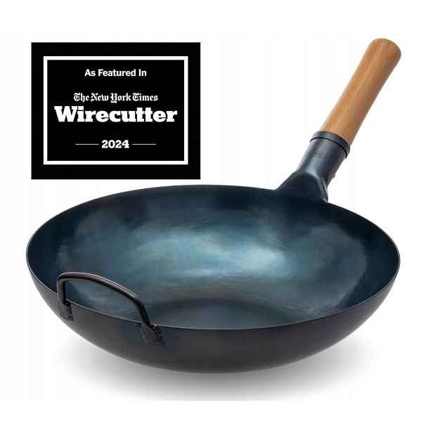 Yosukata Wok Ocel 34 cm Ploché dno Indukce Plyn Stir Fry Asijský