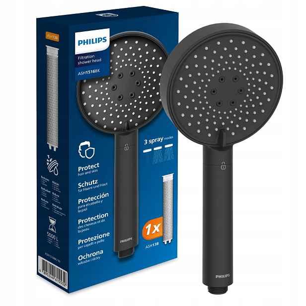 Philips ASH1516BK/10 Černá Sprchová Hlavice s uhlíkovým filtrem