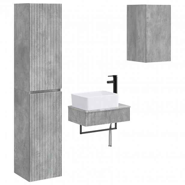 vidaXL Sada koupelnového nábytku 3 ks Betonově šedá 33 x 34,5 x 160 cm