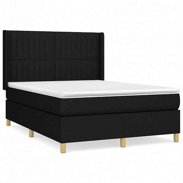 vidaXL Box spring postel s matrací černá 140 x 190 cm textil