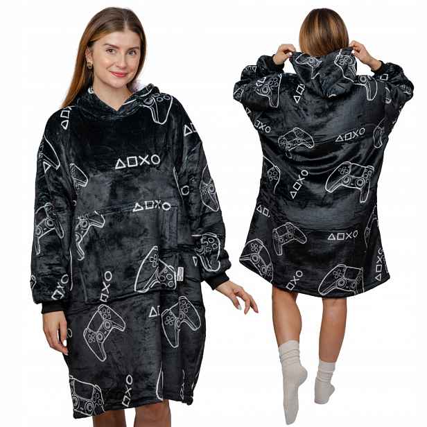 Koc oversize mikina Silná Mikinová Deka 2v1 XXL Vzor Pady Dárek pro hráče
